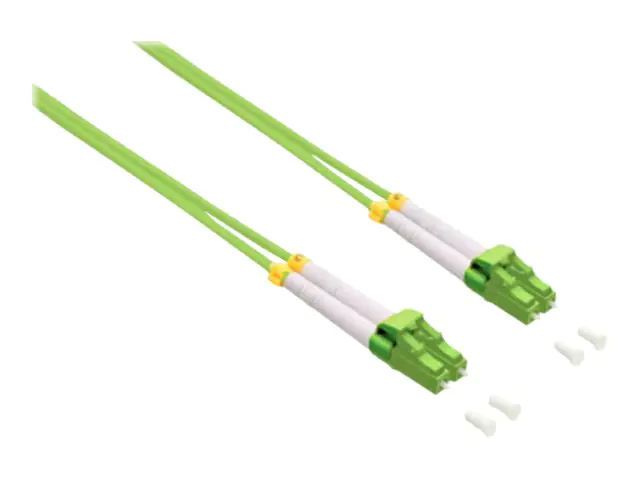 Helos - Patch-Kabel - LC/UPC Multi-Modus (M) zu LC/UPC Multi-Modus (M) - 0.5 m - Glasfaser - Duplex - 50/125 Mikrometer - OM5 - halogenfrei, geformt - hellgrün, Fiberglas