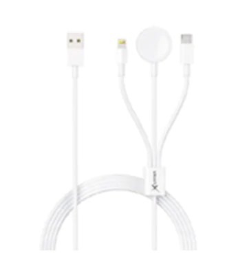 Xlayer 3-in-1-Kabel für Apple-Produkte, 1,5 m, USB A, USB-C/Lightning/Watch, Weiß 219321