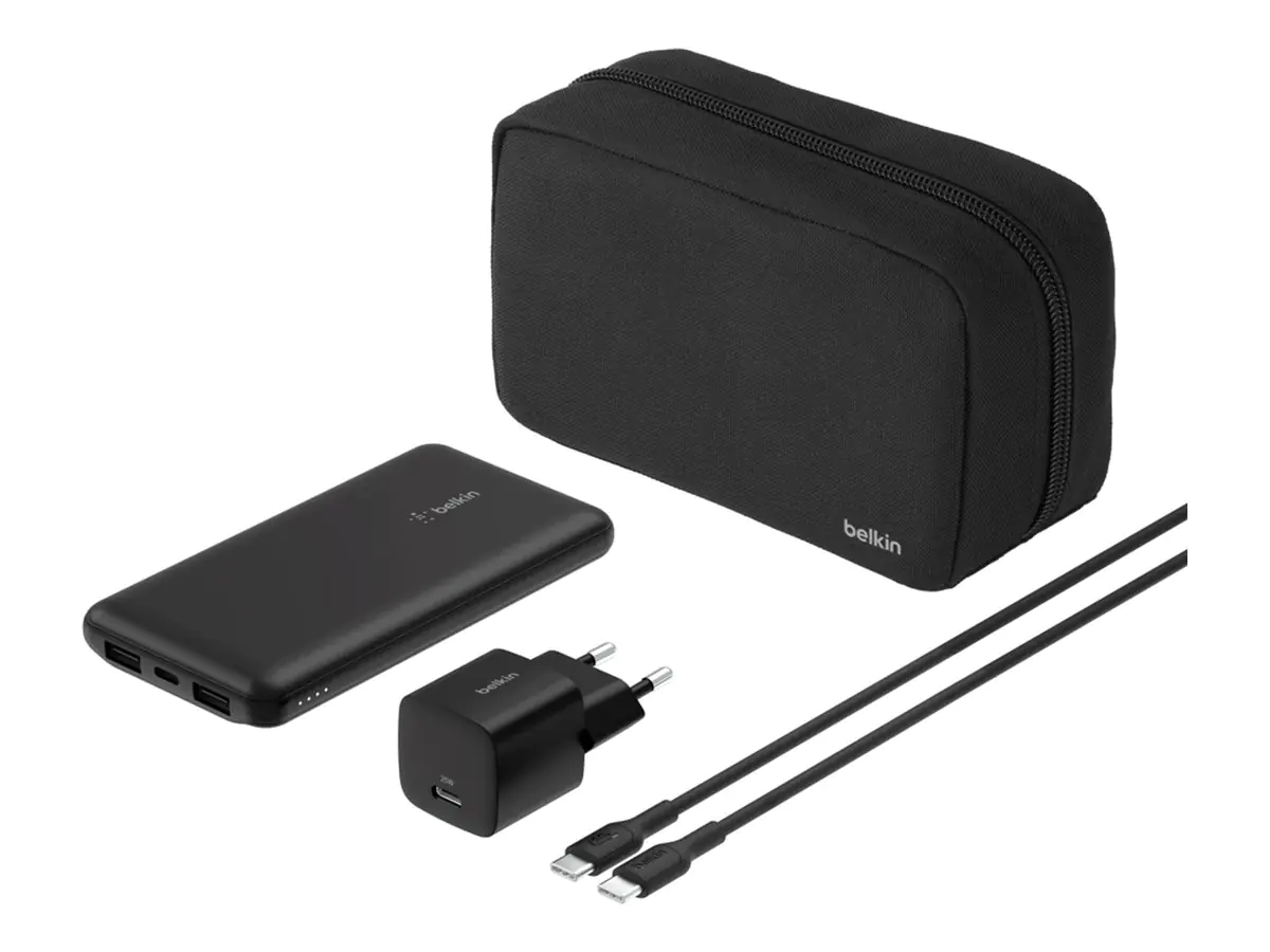 Belkin BoostCharge - Powerbank + AC-Netzteil - 10000 mAh - PD - 3 Ausgabeanschlussstellen (24 pin