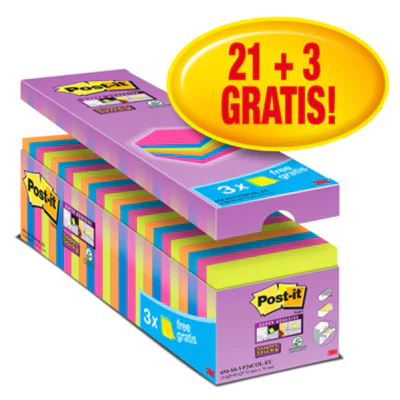 Post-it Haftnotiz Super Sticky 654SE24P 76x76mm sort. 24 St./Pack. Post-it Haftnotiz Super Sticky 654SE24P 76x76mm sort. 24 St./Pack.