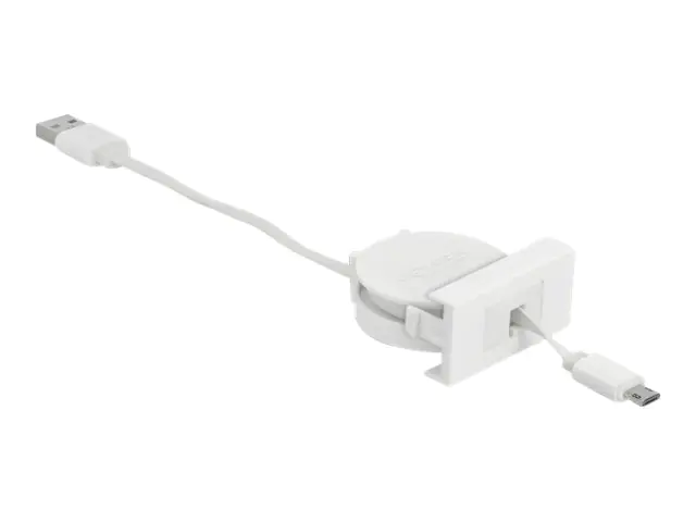 Delock - USB-Kabel - USB (M) zu Micro-USB Typ B (M) - USB 2.0 - 5 V - 2 A - 50 cm - einziehbar, flach - weiß, RAL 9003
