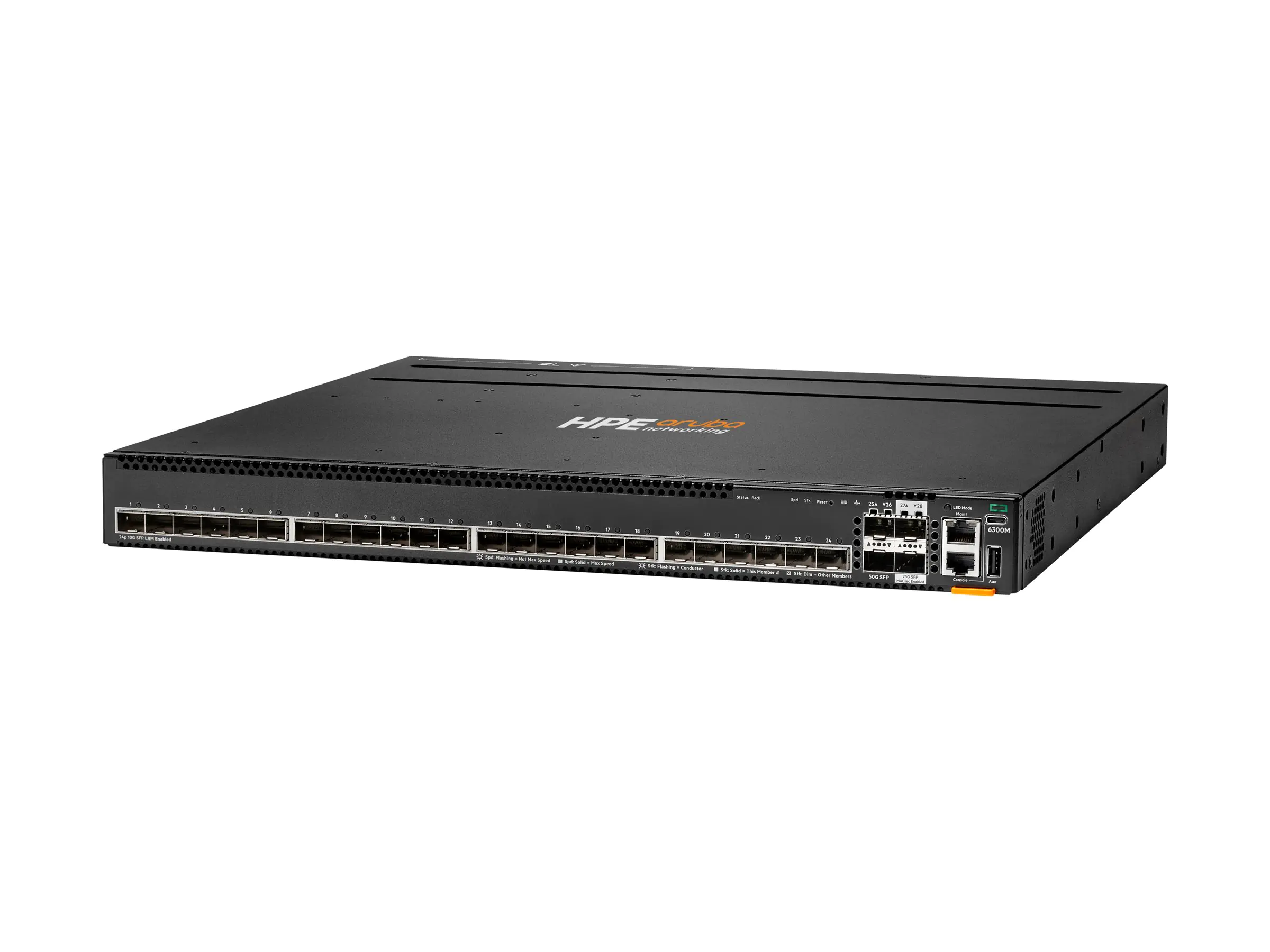 HPE Aruba Networking 6300M 24p 10M/100M/1G 4p SFP56 50G TAA Switch - Switch - max. Stapelentfernung 10 km - L3 - managed - 24 x 10/100/1000 + 4 x 1 Gigabit / 10 Gigabit / 25 Gigabit / 50 Gigabit SFP56 (Uplink / Stacking) S0G01A