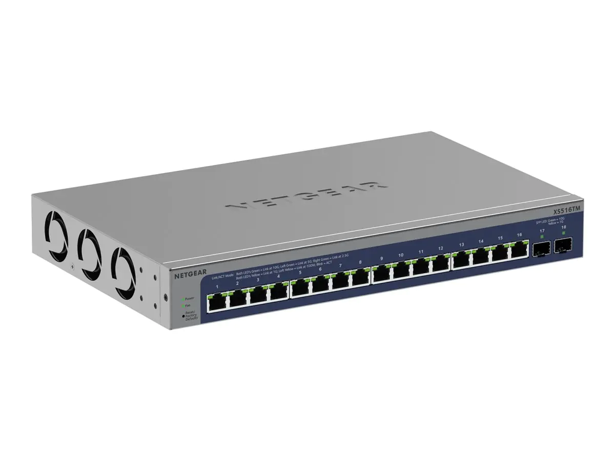 Netgear S3600 Series XS516TM - Switch - 2+/L3 Lite - Smart - 16 x 10/25 Gigabit Ethernet + 2 x 10 Gb Ethernet SFP+ (Uplink) XS516TM-100EUS