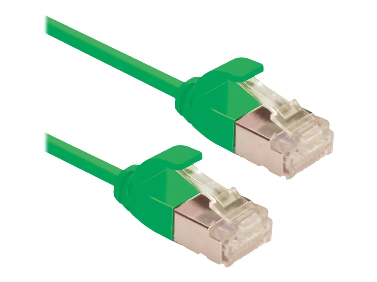 Roline Green - Patch-Kabel - RJ-45 (M) zu RJ-45 (M) - 15 cm - 3.6 mm - U/FTP - CAT 6a - halogenfrei, geformt, ohne Haken, verseilt - grün, pantone 3278C