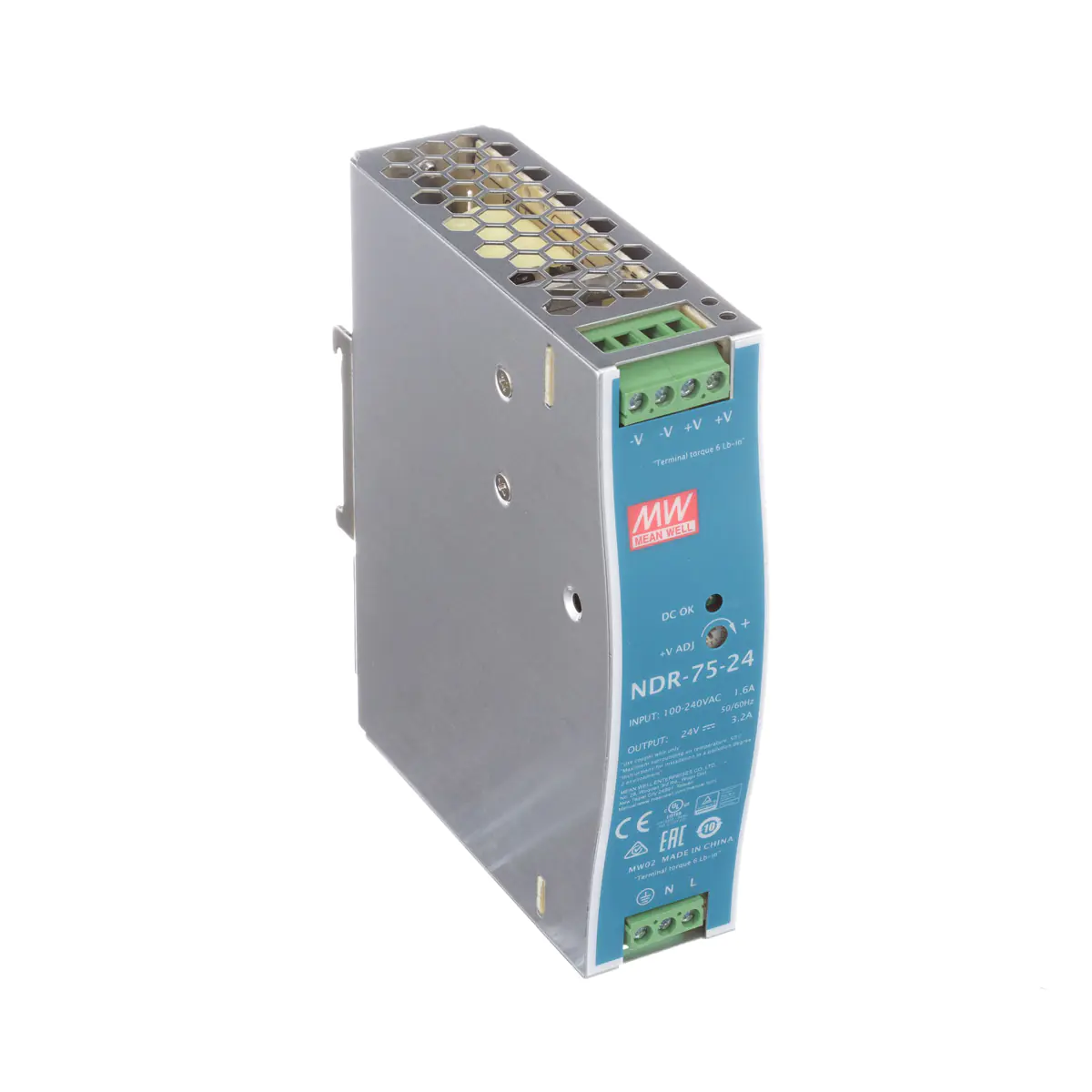 Mean Well NDR-75 Series - Netzteil (DIN-Schienenmontage möglich) - Wechselstrom 115/230 V - 75 Watt Mean Well NDR-75 Series - Netzteil (DIN-Schienenmontage möglich) - Wechselstrom 115/230 V - 75 Watt