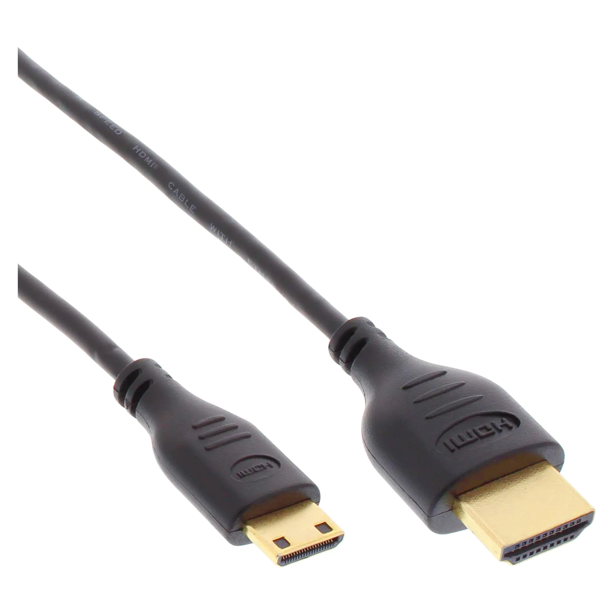 InLine High Speed Premium - HDMI-Kabel mit Ethernet - 19 pin mini HDMI Type C männlich zu HDMI männlich - 50 cm - dreifach abgeschirmtes Twisted-Pair-Kabel - Schwarz - 4K Unterstützung