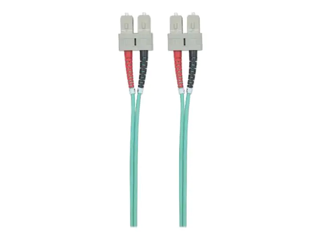 Intellinet Fibre Optic Patch Cable, OM3, SC/SC, 2m, Aqua, Duplex, Multimode, 50/125 Âµm, LSZH, Fiber, Lifetime Warranty, Polybag - Patch-Kabel - SC multi-mode (M) bis SC multi-mode (M) - 2 m - Glasfaser - Duplex - 50/125 Mikrometer - OM3 - halogenfrei - A