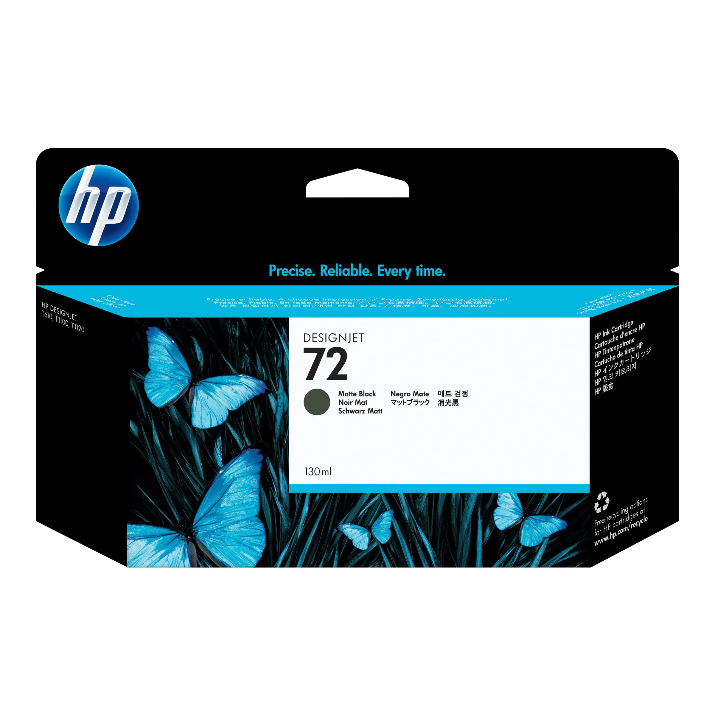 HP 72 - 130 ml - mattschwarz - original - Tintenpatrone - für DesignJet T1100, T1100ps, T1200, T1200ps, T1300, T610, T620, T770, T790 HP 72 - 130 ml - mattschwarz - original - Tintenpatrone - für DesignJet T1100, T1100ps, T1200, T1200ps, T1300, T610, T620, T770, T790