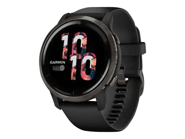 Garmin Venu 2 - 45 mm - schwarz - Sportuhr mit Band - Silikon - schwarz - Handgelenkgröße: 135-200 mm - Anzeige 3.3 cm (1.3") - Bluetooth, Wi-Fi, ANT+ - 49 g