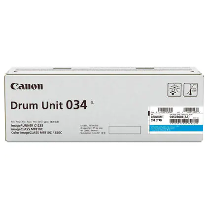 Canon 034 - Cyan - Original - Trommeleinheit - für ImageCLASS MF810Cdn, MF820Cdn; imageRUNNER C1225, C1225iF Canon 034 - Cyan - Original - Trommeleinheit - für ImageCLASS MF810Cdn, MF820Cdn; imageRUNNER C1225, C1225iF
