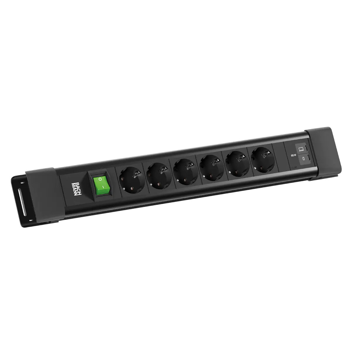 Bachmann CONNECTUS 6xCEE7/3 1xSchalter 1xUSB C/C 65W CEE7/7 schwarz BM0022777