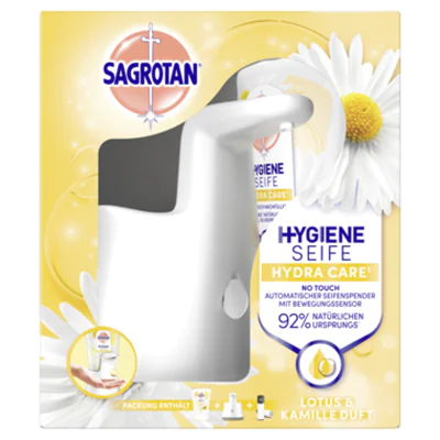 Sagrotan Seifenspender No-Touch Starter Set Sagrotan Flüssigseife No-Touch Aloe Vera 3226269, Brombeere & Waldfrüchte 3226521, Cashmere & Rose 3226496, Citrus 3227014 0,25l inkl. 250 ml Seife Lotusblüte & Kamillenöl Kunststoff weiß Sagrotan Seifenspender No-Touch Starter Set Sagrotan Flüssigseife No-Touch Aloe Vera 3226269, Brombeere & Waldfrüchte 3226521, Cashmere & Rose 3226496, Citrus 3227014 0,25l inkl. 250 ml Seife Lotusblüte & Kamillenöl Kunststoff weiß