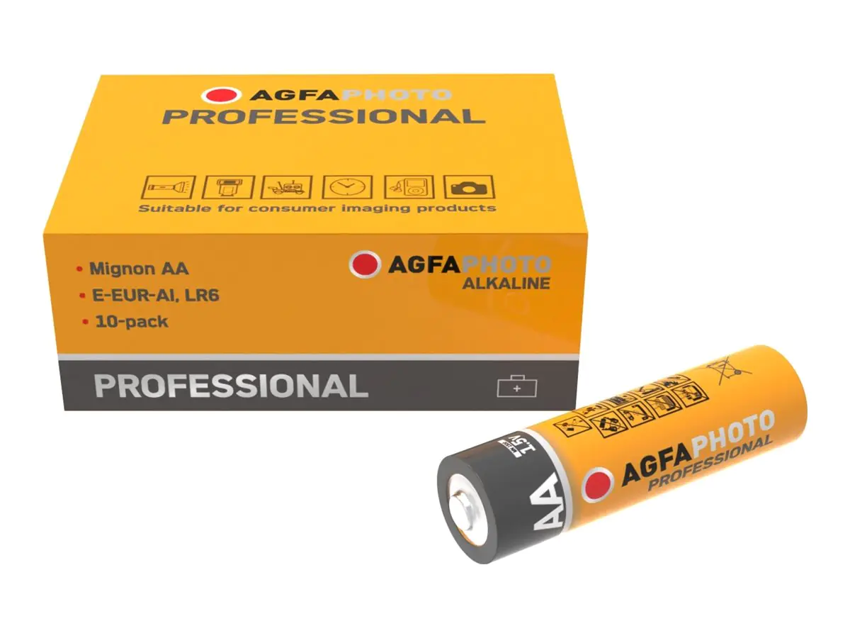 AgfaPhoto Professional - Batterie AA Mignon - Alkalisch (Packung mit 10) 110-853482