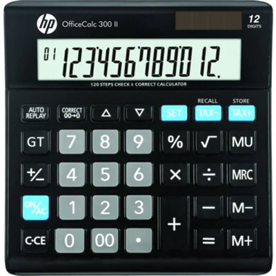 HP Tischrechner OfficeCalc 300 II 151 x 29 x 158 mm (B x H x T) Solar-Energie, Batterie schwarz HP Tischrechner OfficeCalc 300 II 151 x 29 x 158 mm (B x H x T) Solar-Energie, Batterie schwarz