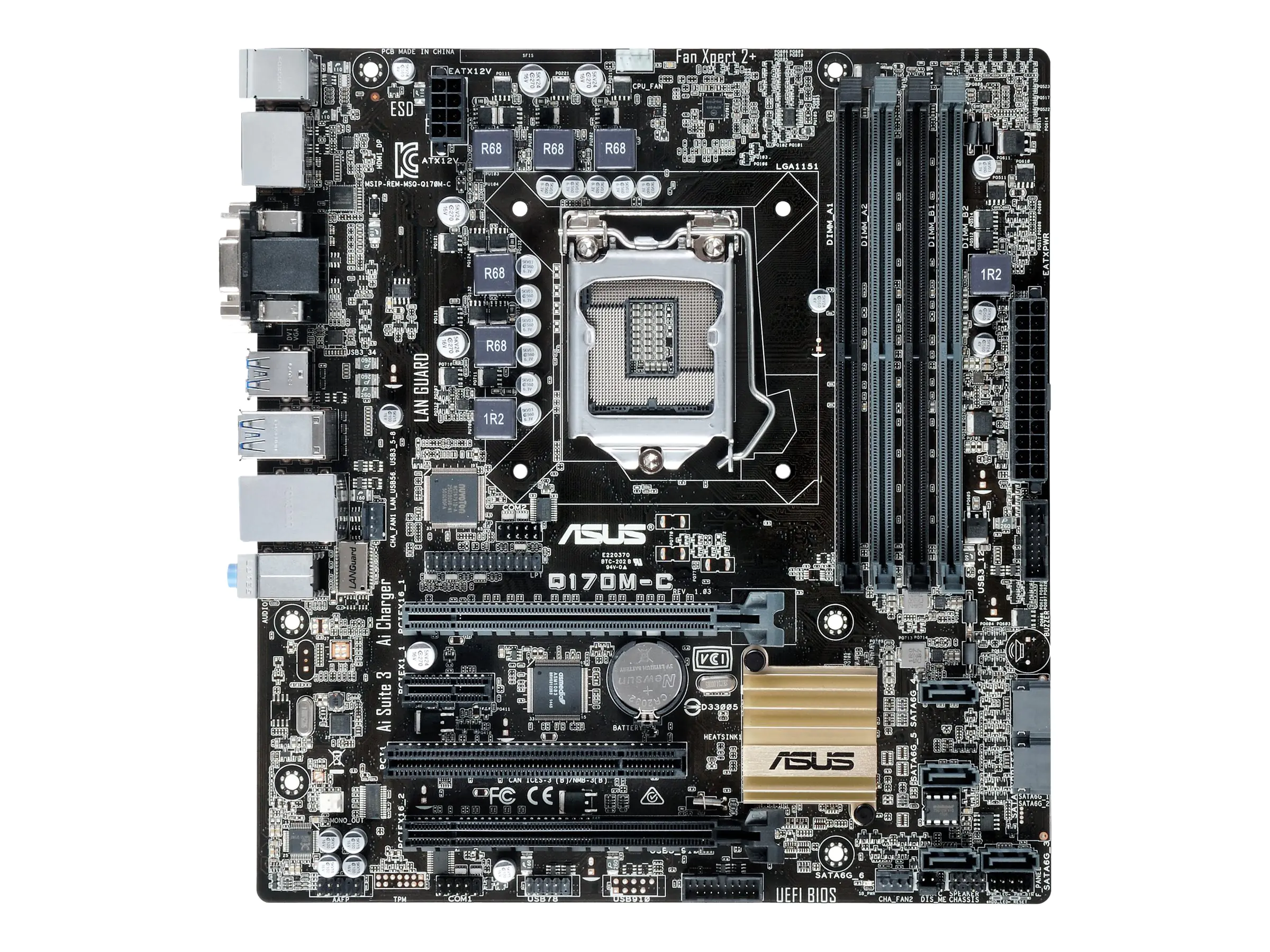 ASUS Q170M-C/CSM - Motherboard - micro ATX - LGA1151 Socket - Q170 Chipsatz - USB 3.0 -
