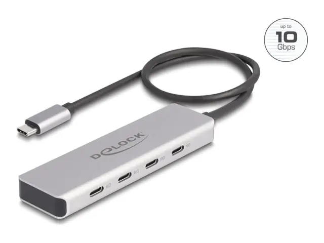 Delock - Hub - 10 Gbps, mit 35 cm Anschlusskabel - 4 x USB-C - Desktop