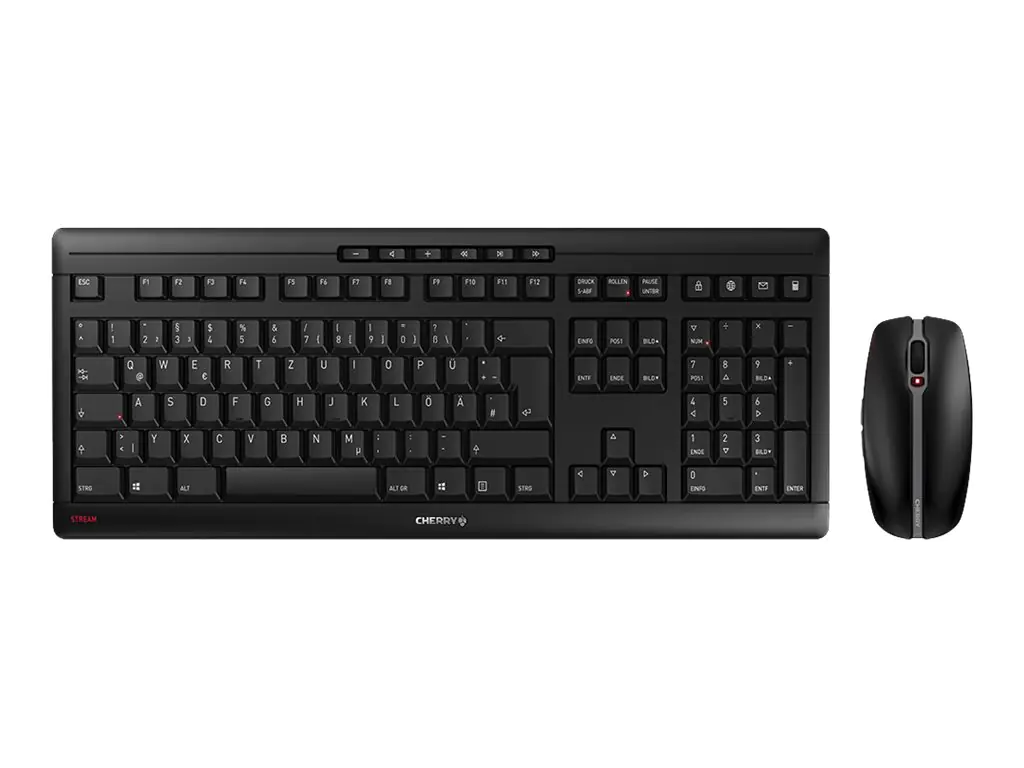 CHERRY STREAM DESKTOP - Tastatur-und-Maus-Set - kabellos - 2.4 GHz - Deutsch - Tastenschalter: CHERRY SX - Schwarz CHERRY STREAM DESKTOP - Tastatur-und-Maus-Set - kabellos - 2.4 GHz - Deutsch - Tastenschalter: CHERRY SX - Schwarz