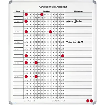 Ultradex Abwesenheitstafel 8302 610x730mm, maximal 25 Personen Ultradex Abwesenheitstafel 8302 610x730mm, maximal 25 Personen