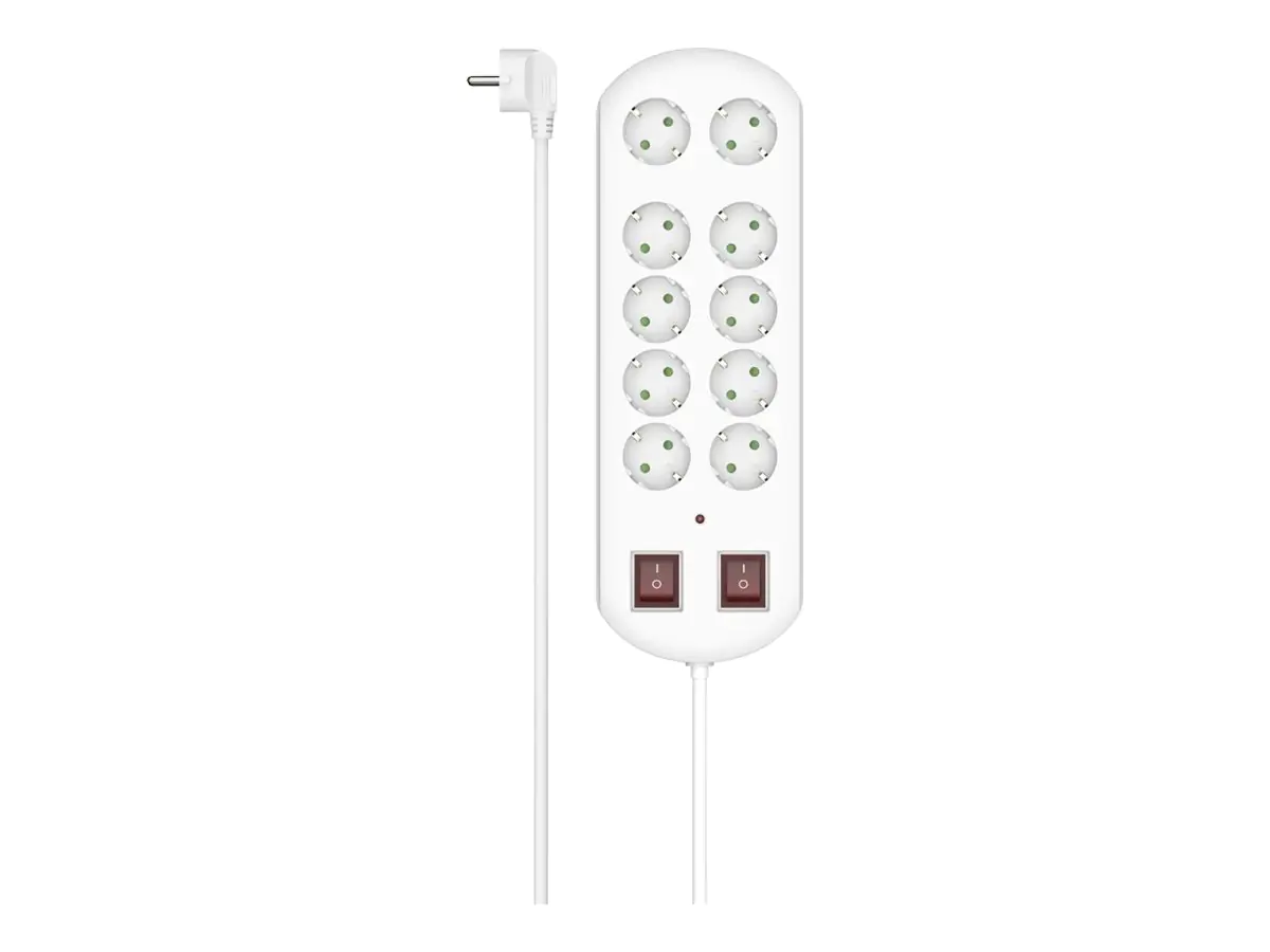 Hama Steckdosenleiste - with surge protection and 2 switches - Wechselstrom 250 V - Eingabe, Eingang power CEE 7/7 - Ausgangsanschlüsse: 10 (power CEE 7/3) 00223163