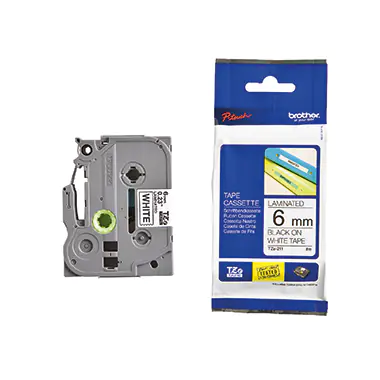 Brother TZe-211 - Selbstklebend - Schwarz auf Weiß - Rolle (0,6 cm x 8 m) 1 Kassette(n) laminiertes Band - für P-Touch PT-D210, D410, D460, D800, E550, H500, P750, P900, P950; P-Touch Cube Plus PT-P710
