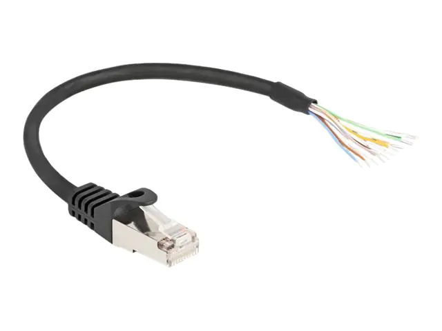 Delock - Netzwerkkabel - RJ-50 (M) zu ohne Stecker - 25 cm - S/FTP - geformt, ohne Haken - Schwarz