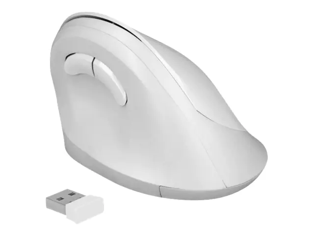 Delock Ergonomic - Vertikale Maus - ergonomisch - Für Rechtshänder - optisch - 6 Tasten - kabellos - 2.4 GHz - kabelloser Empfänger (USB) - weiß - retail