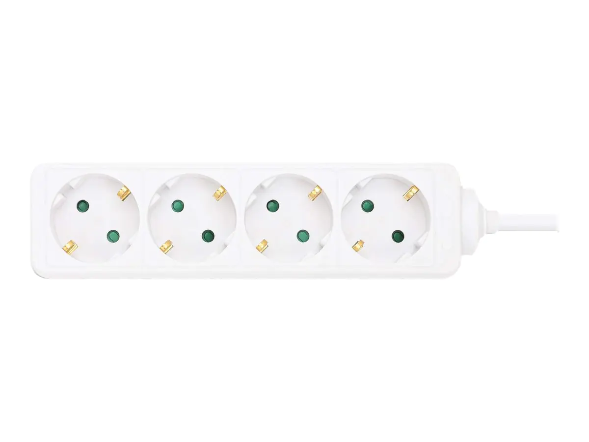 Manhattan Power Distribution Unit EU (2-pin), x4 gang/output, 2m cable, 16A, White, Extension Lead, PDU, Power Strip, Three Year Warranty - Steckdosenleiste - AC 220-250 V - 3680 Watt - Eingabe, Eingang Typ F - Ausgangsanschlüsse: 4 (Typ F) - 2 m Schnur -