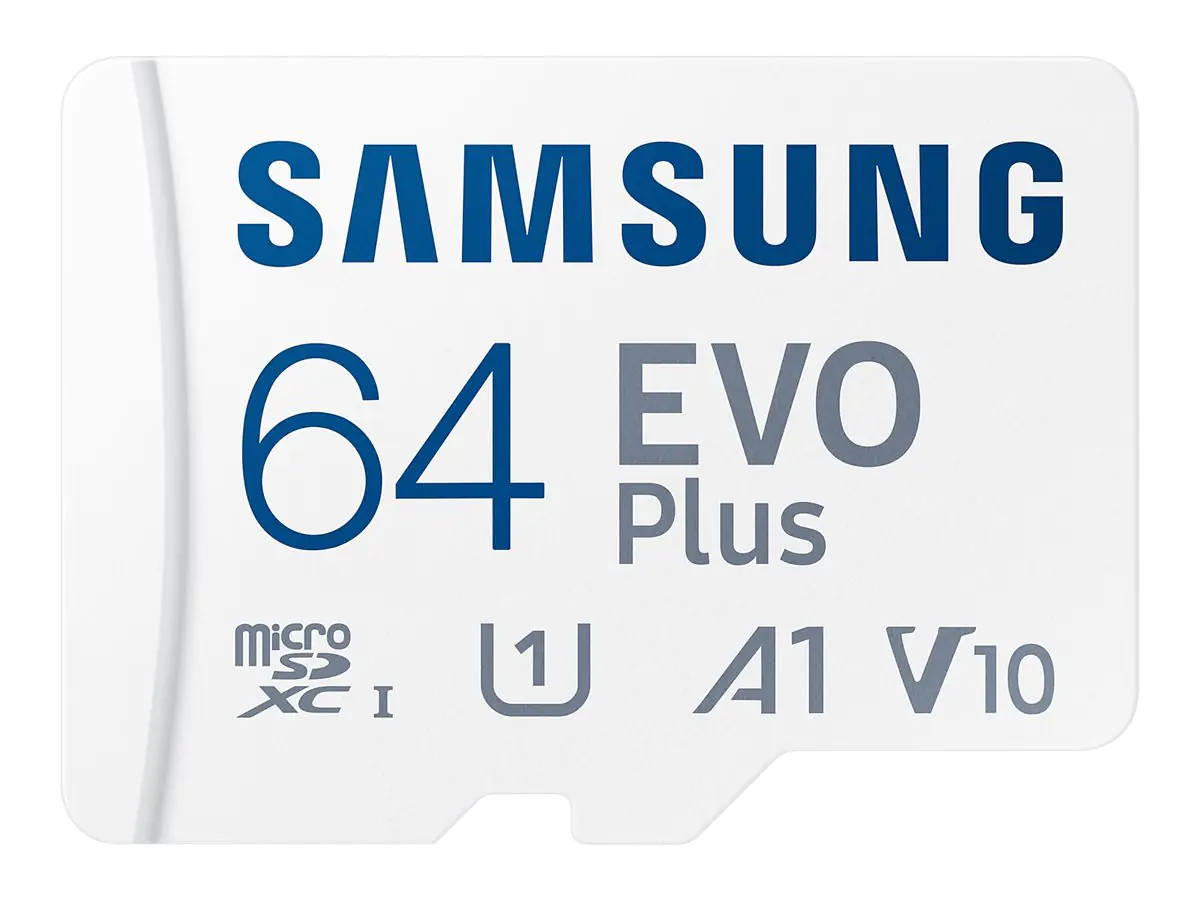 Samsung EVO Plus MB-MC64S - Flash-Speicherkarte (microSDXC-an-SD-Adapter inbegriffen) - 64 GB - A1 / Video Class V10 / UHS-I U1 / Class10 - microSDXC UHS-I - weiß