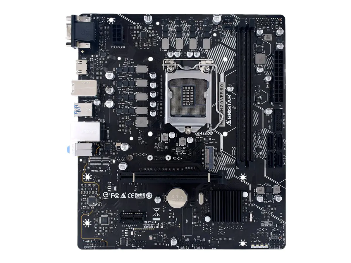 Biostar H510MH 2.0 - Motherboard - micro ATX - LGA1200-Sockel - H510 Chipsatz - USB 3.2 Gen 1 - Gigabit LAN - Onboard-Grafik (CPU erforderlich) - HD Audio (8-Kanal)