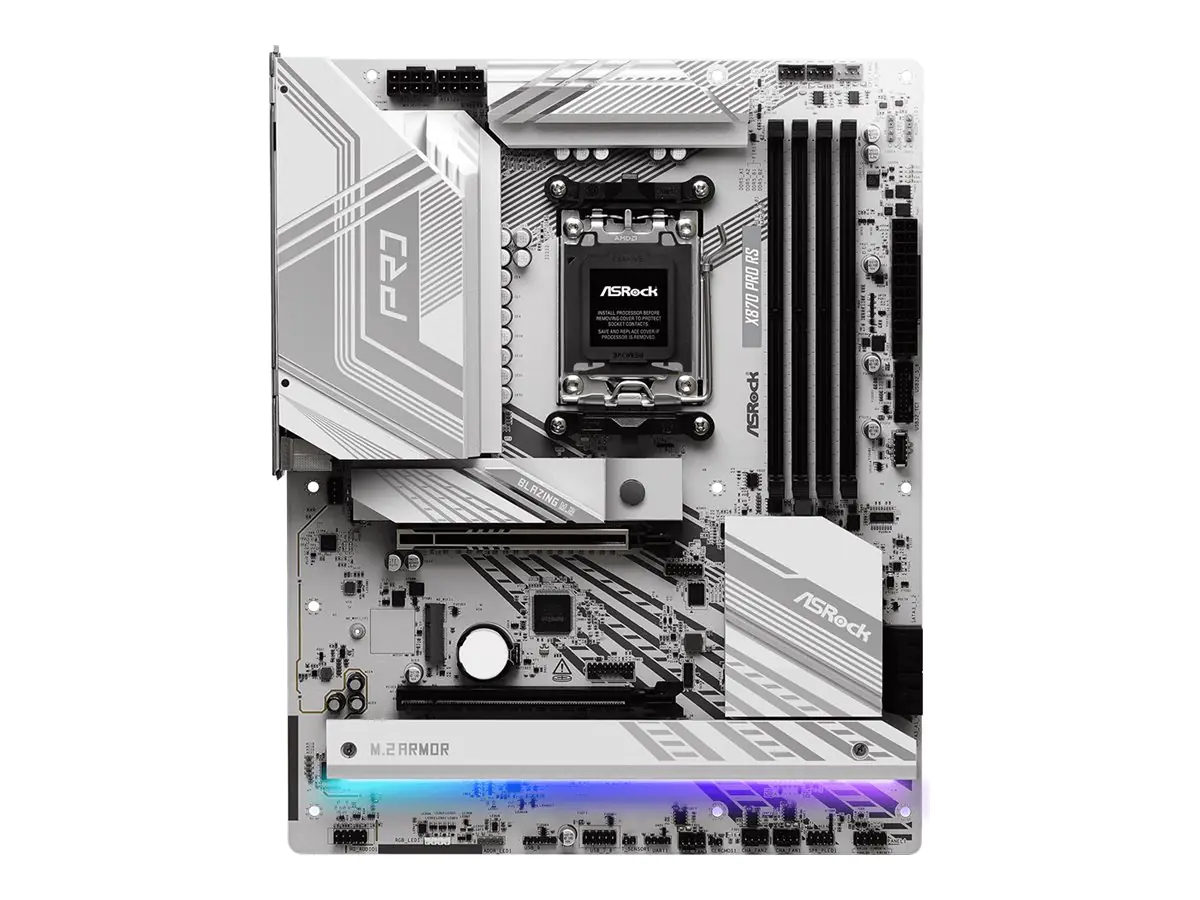 ASRock X870 Pro RS - Motherboard - ATX - Socket AM5 - AMD X870 Chipsatz - USB4, USB 3.2 Gen 1, USB-C 3.2 Gen 2x2 - 2.5 Gigabit LAN - Onboard-Grafik (CPU erforderlich) - HD Audio (8-Kanal)