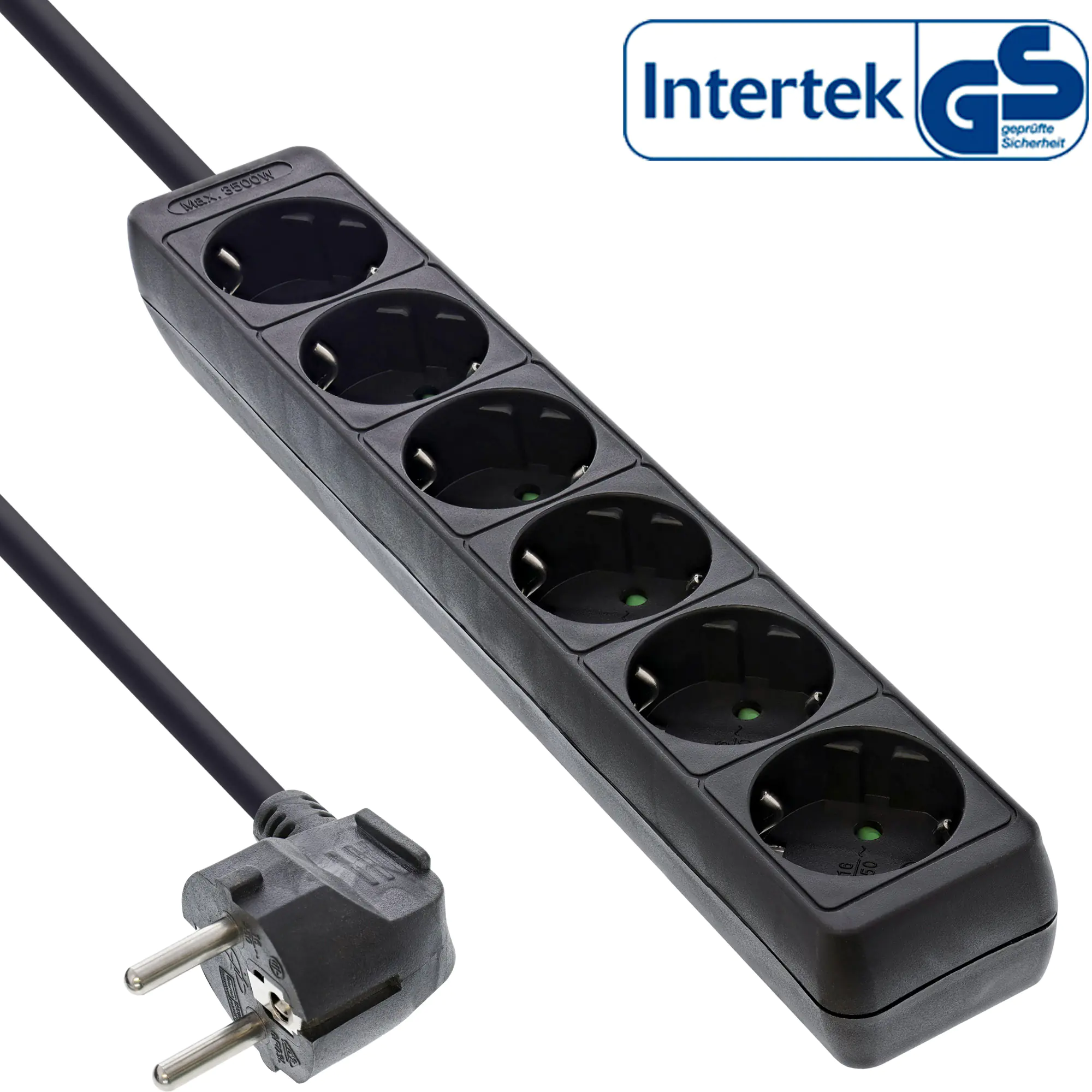 InLine Steckdosenleiste - 6-fach Schutzkontakt - schwarz - 5m 16465