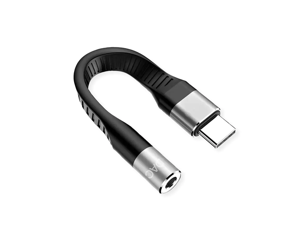 Roline - Adapter USB-C auf Klinkenstecker - 24 pin USB-C männlich zu mini-phone stereo 3.5 mm weiblich - 10 cm - Schwarz
