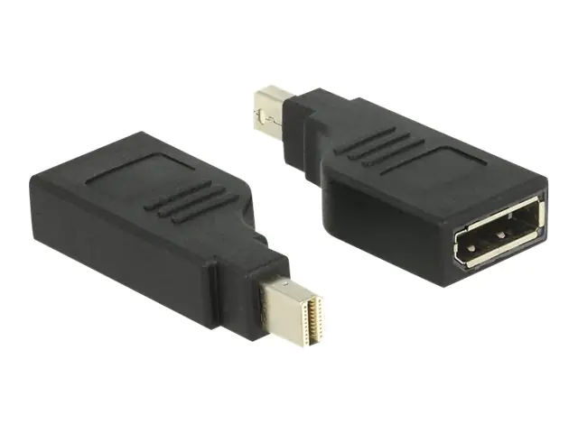 Delock Adapter mini Displayport 1.2 male > Displayport female 4K 90° turned - DisplayPort-Adapter - Mini DisplayPort (M) gewinkelt bis DisplayPort (W) gewinkelt - Schwarz