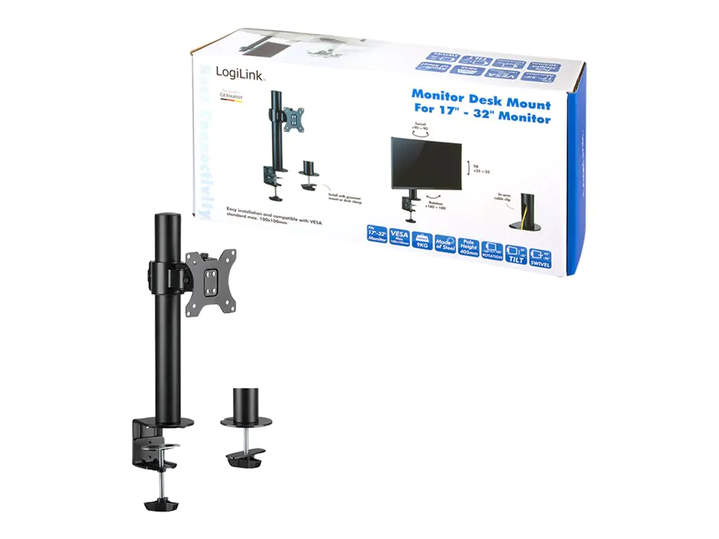 LogiLink Befestigungskit - für LCD-Display - Stahl - Schwarz - Bildschirmgröße: 43.2-81.3 cm (17"-32") BP0103
