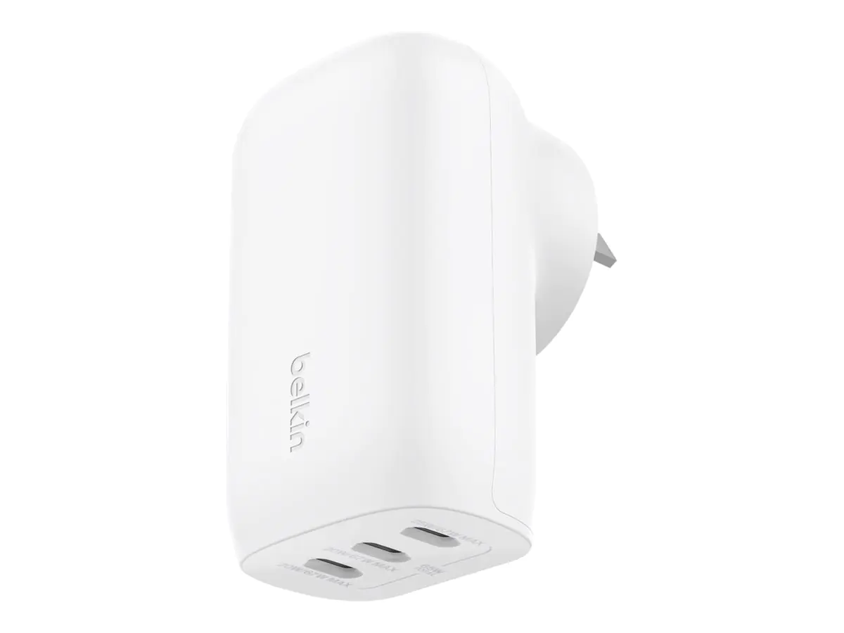 Belkin BoostCharge - Netzteil - PPS-Technologie - 67 Watt - 3.25 A - Power Delivery 3.1, PD 3.0, Fast Charge - 3 Ausgabeanschlussstellen (USB-C) WCC002VFWH