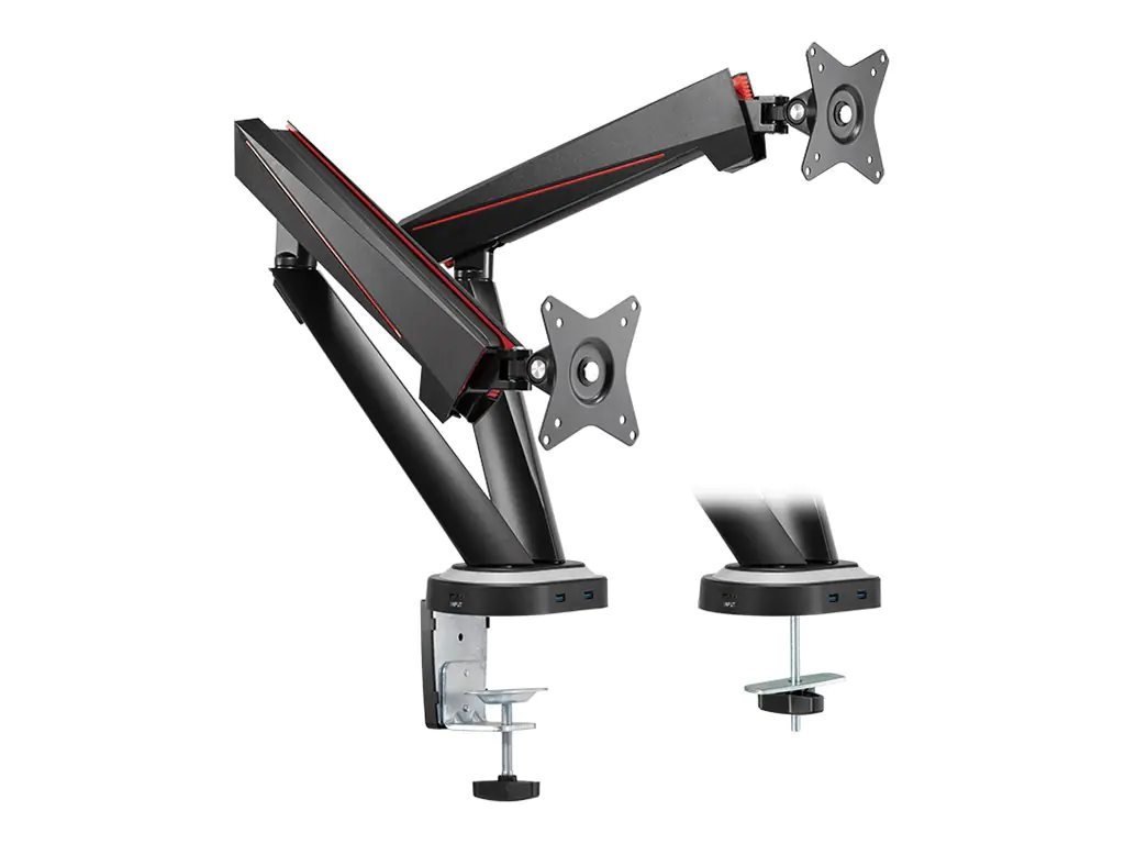 LogiLink - Befestigungskit - einstellbarer Arm - für 2 Monitore - Kunststoff, Aluminium, Stahl - Bildschirmgröße: 43.2-81.3 cm (17"-32") - Tischmontage