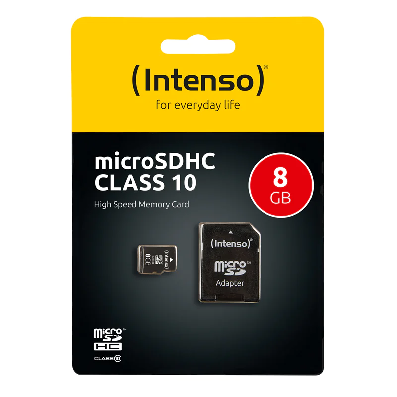Intenso Class 10 - Flash-Speicherkarte (microSDHC/SD-Adapter inbegriffen) - 8 GB - Class 10 - microSDHC Intenso Class 10 - Flash-Speicherkarte (microSDHC/SD-Adapter inbegriffen) - 8 GB - Class 10 - microSDHC