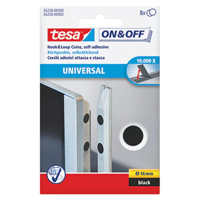 tesa Klettpunkte On & Off 55226-00000 schwarz 8 St./Pack. tesa Klettpunkte On & Off 55226-00000 schwarz 8 St./Pack.