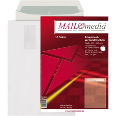 MAILmedia Versandtasche 30002546 B4 mF hk ws 120g 10 St./Pack. MAILmedia Versandtasche 30002546 B4 mF hk ws 120g 10 St./Pack.