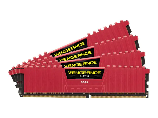 CORSAIR Vengeance LPX - DDR4 - kit - 64 GB: 4 x 16 GB - DIMM 288-PIN - 2133 MHz / PC4-17000 - CL13 - 1.2 V - ungepuffert - non-ECC - Rot - mit Vengeance Airflow