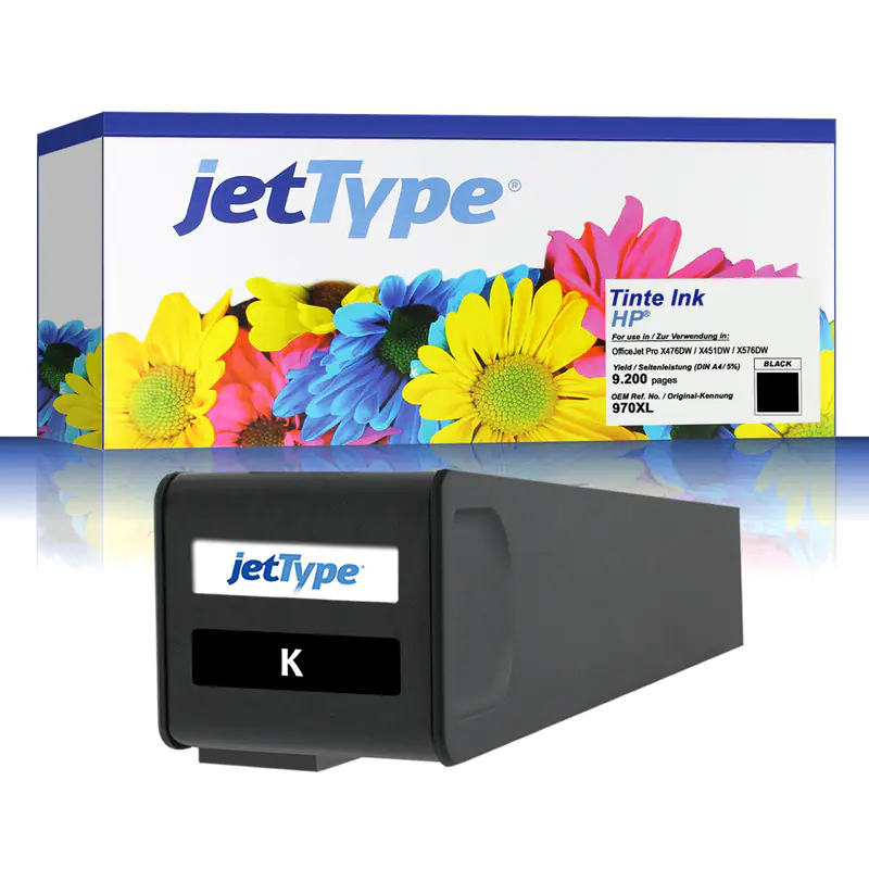 jetType Tinte kompatibel zu HP CN625AE 970XL schwarz 9.200 Seiten Große Füllmenge 1 Stück jetType Tinte kompatibel zu HP CN625AE 970XL schwarz 9.200 Seiten Große Füllmenge 1 Stück