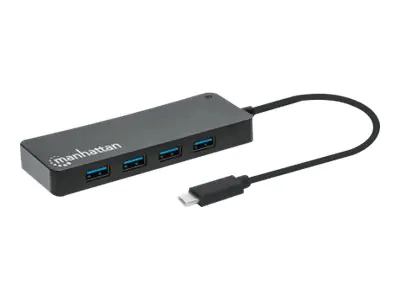 Manhattan USB-C Dock/Hub, Ports (x7): USB-A (x7), 5 Gbps (USB 3.2 Gen1 aka USB 3.0), External Power Supply Not Needed, Cable 15cm, SuperSpeed USB, Black, Three Year Warranty, Blister - Hub - Typ C - 7 x USB 3.2 Gen 1 - Desktop