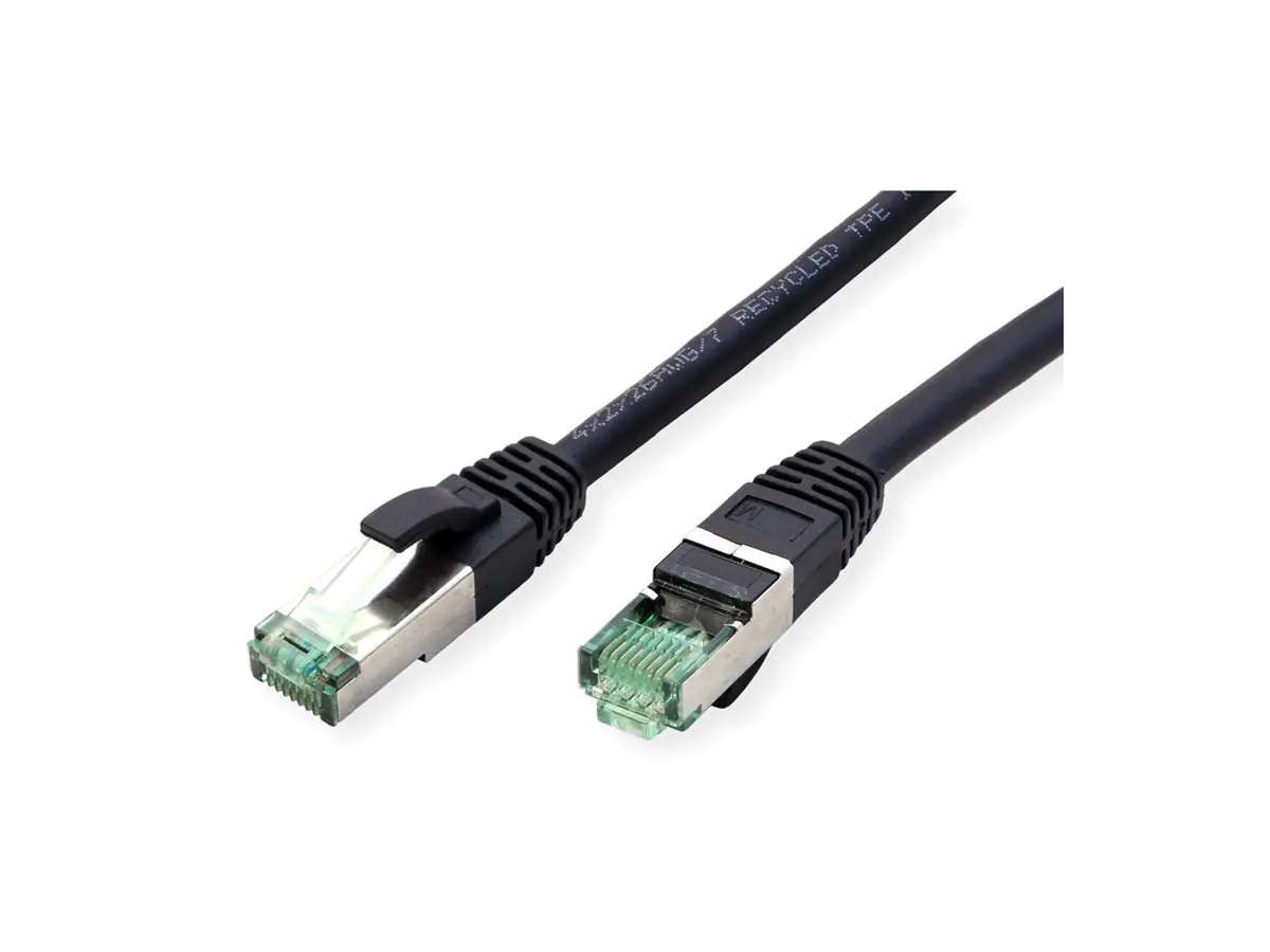 ROLINE RM S/FTP Patchkabel Kat6A/Kl.EA TPE schwarz 1m - FTP - PIMF
