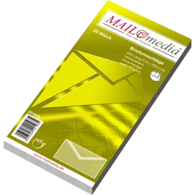 MAILmedia Briefumschlag DIN lang 220 x 110 mm (B x H) ohne Fenster 75g/m² mit gummierter Klappe Papier weiß 25 St./Pack.