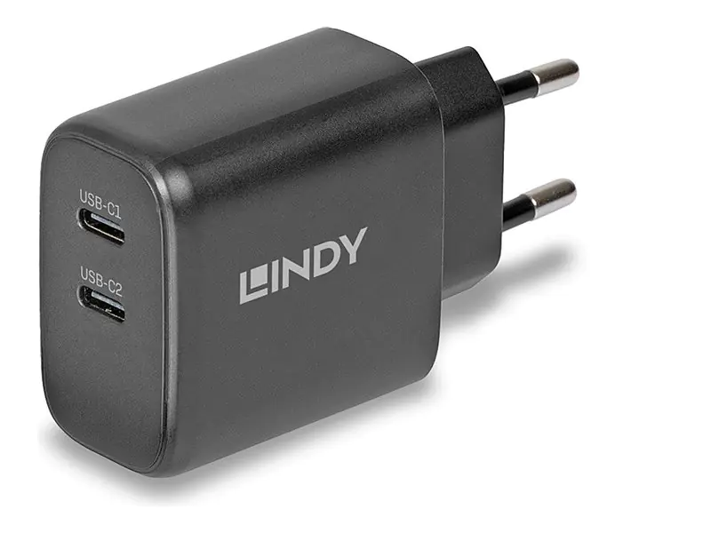 Lindy Netzteil - 65 Watt - 4.05 A - Power Delivery 3.0 + PPS, QC 4.0 - 2 Ausgabeanschlussstellen (24 pin USB-C) 73438