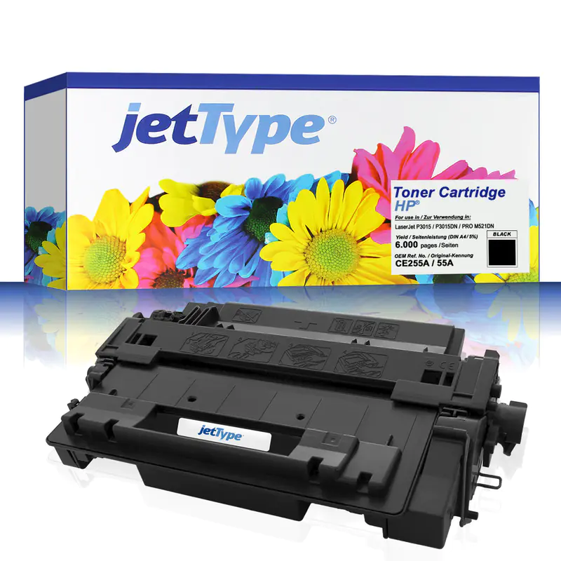 jetType Toner kompatibel zu HP CE255A 55A schwarz 6.000 Seiten 1 Stück jetType Toner kompatibel zu HP CE255A 55A schwarz 6.000 Seiten 1 Stück