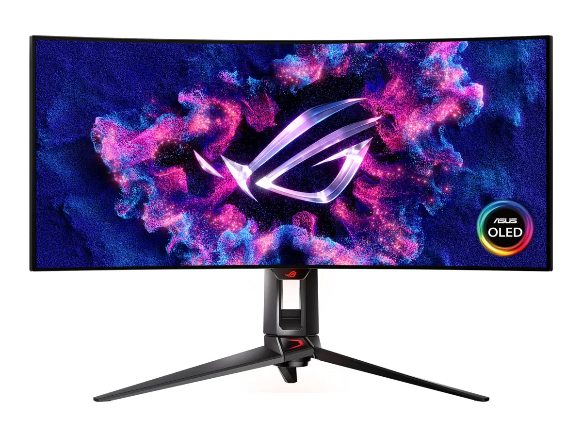 ASUS ROG Swift PG34WCDM - OLED-Monitor - Gaming - gebogen - USB - 86.4 cm (34") (33.94" sichtbar) - 3440 x 1440 @ 240 Hz - 450 cd/m² - 1500000:1 - DisplayHDR 400 True Black - 0.03 ms - 2xHDMI, DisplayPort, USB-C - Dunkelgrau