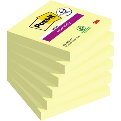 Post-it Haftnotiz Super Sticky Notes 76 x 76 mm (B x H) gelb 90 Bl./Block 6 Block/Pack. Post-it Haftnotiz Super Sticky Notes 76 x 76 mm (B x H) gelb 90 Bl./Block 6 Block/Pack.