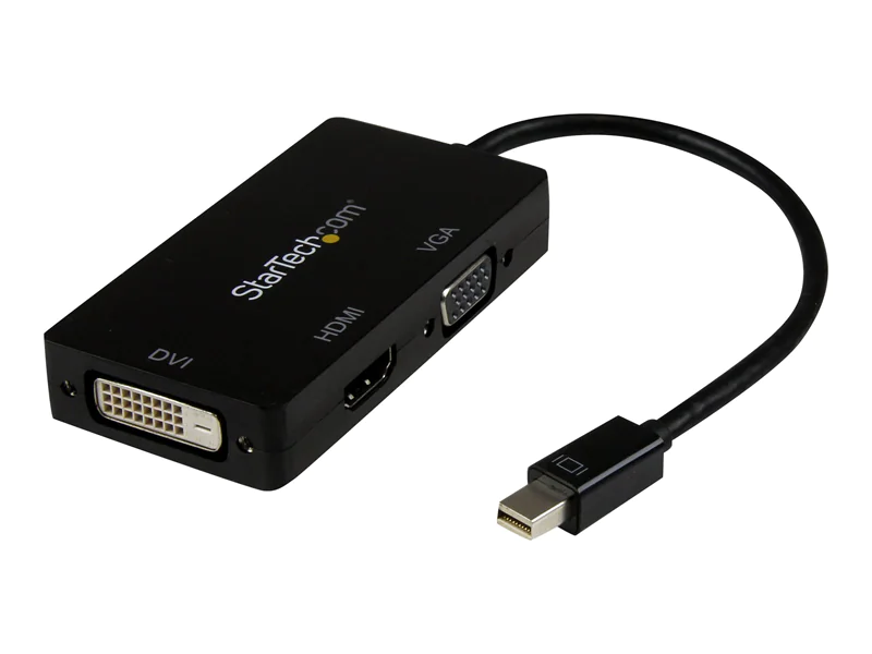 StarTech 3 in 1 Mini DisplayPort Adapter - 1080p - Mini DP / Thunderbolt to HDMI / VGA / DVI Splitter for Your Monitor (MDP2VGDVHD) - Videoadapter - Mini DisplayPort männlich zu HD-15 (VGA), DVI-D, HDMI weiblich - 27 cm - Schwarz - aktiv, 1920 x 1200 (WUX