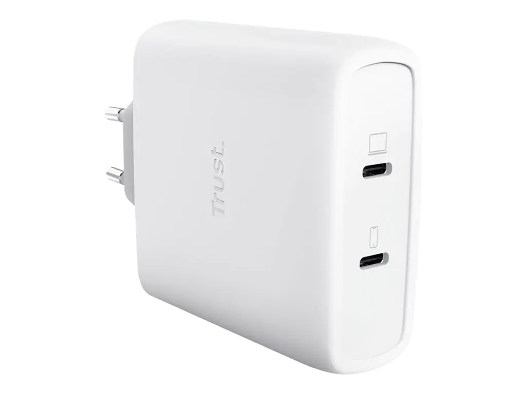 Trust Maxo - Netzteil - GaN - 100 watt - Power Delivery 3.0 + PPS, PD 3.2/PPS, QC 5.0 - 2 Ausgabeanschlussstellen (USB-C) 25528